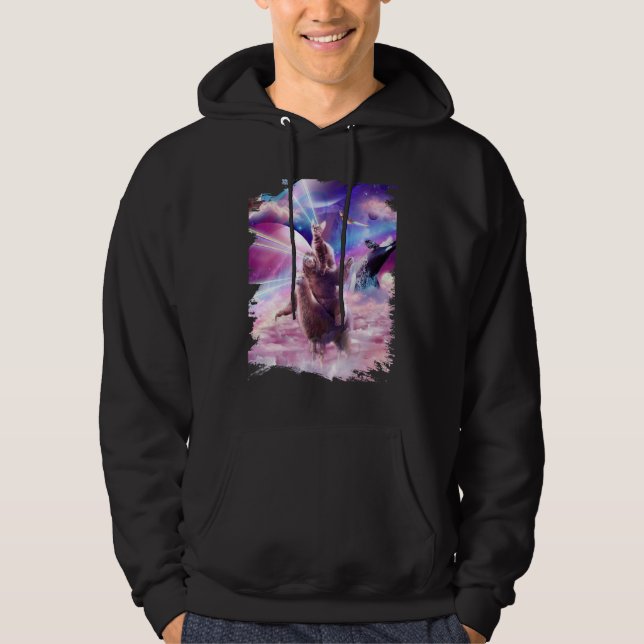 Sudadera Gato espacial de ojos láser en eslogan Llama Arcoi (Anverso)