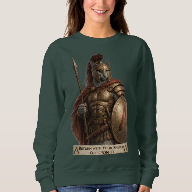 Sudadera Gato Espartano Azul Ruso (Anverso)