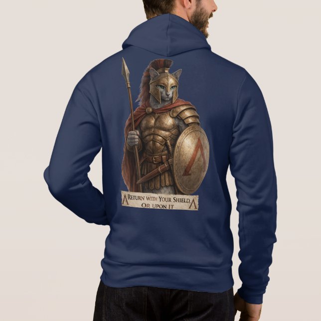 Sudadera Gato Espartano Azul Ruso (Reverso)