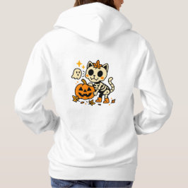 Sudadera Gato Esqueleto Adorable con Camiseta de Calabaza