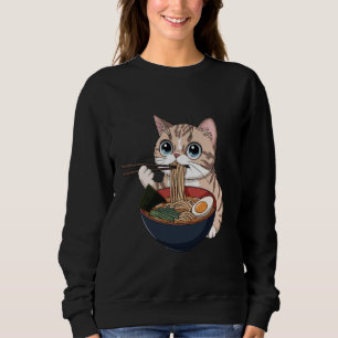 Sudadera Gato exótico de pelo corto divertido comiendo fide