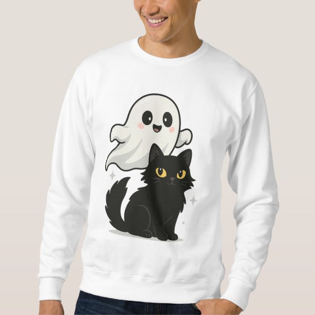 Sudadera Gato fantasma con vibración de una camiseta gracio (Anverso)