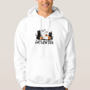 Sudadera Gato fantasma de Halloween Catloween Gato negro di