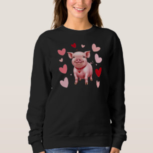 Sudadera Gato feliz con corazones, amantes de los cerdos