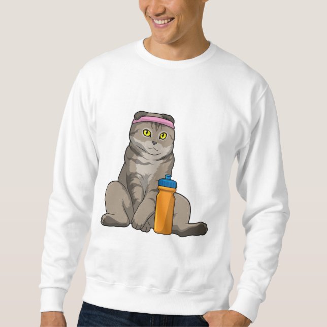 Sudadera Gato Fitness Beber taza (Anverso)