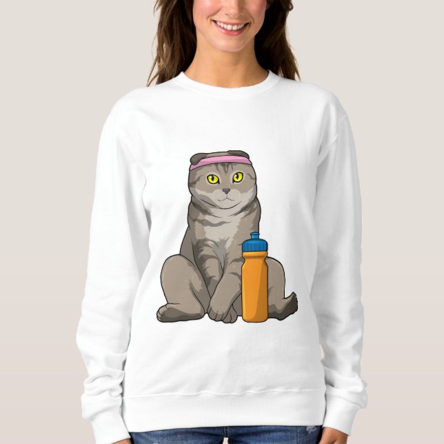 Sudadera Gato Fitness Beber taza (Anverso)