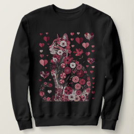 Sudadera Gato floral del amor – Gatito botánico rosa románt