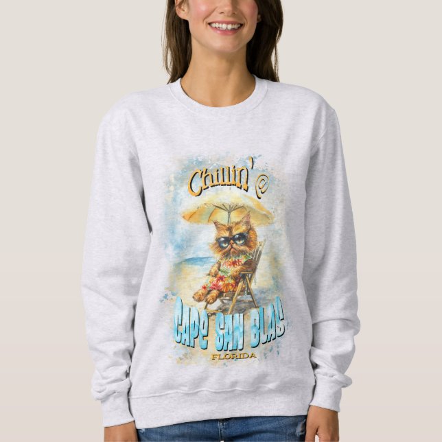 Sudadera Gato flotante en la playa de Cape San Blas Florida (Anverso)