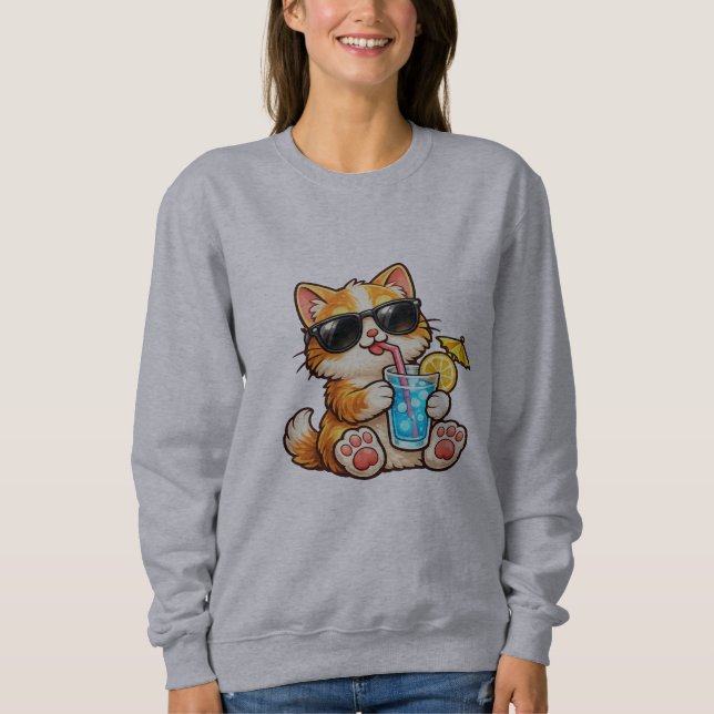 Sudadera Gato fresco de verano (Anverso)