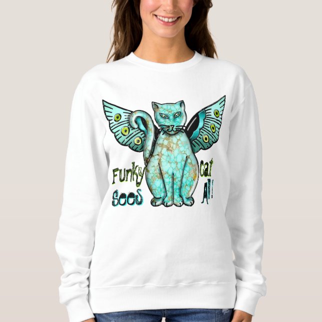 Sudadera Gato Funky (Camiseta De Larga Manga Para Las Damas (Anverso)