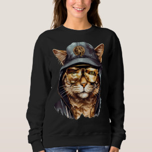 Sudadera Gato Gangster de Hip Hop con gafas de sol