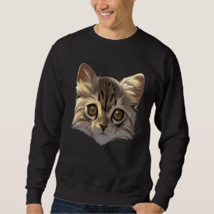 Sudadera Gato Gatito Gatito Cara Retrato Línea Rojo Mascota