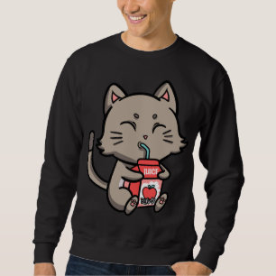 Sudadera Gato Gato Gatito Bebiendo Jugo de manzana Fruta An