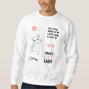 Sudadera Gato Gatos Blancos Saltos rosados Pegatina Paws Pa