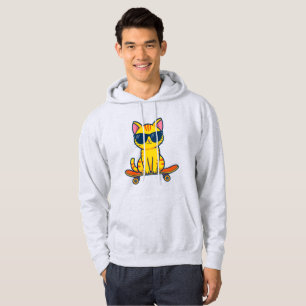 Sudadera Gato genial de monopatín con gafas de sol Cartoon