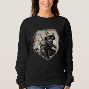 Sudadera Gato genial Ninja  Guerrero de fantasía Jugador  S