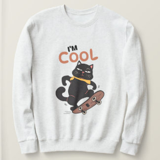 Sudadera Gato Genial Patineta – Ilustración Divertida de Ga