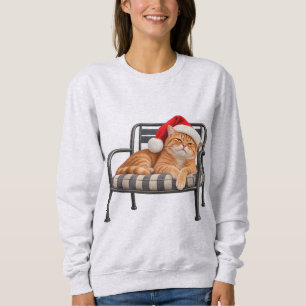 Sudadera Gato Ginger Divertido de Navidad con Gorro de Sant