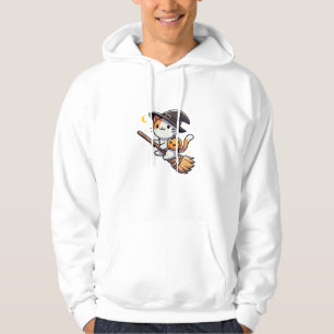 Sudadera Gato Gracioso Bruja Halloween Costume Broom Stick