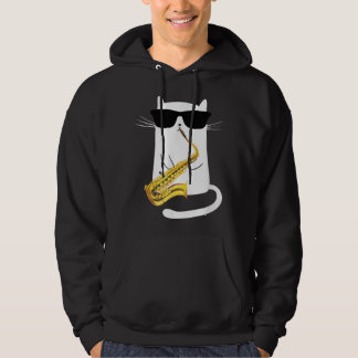 Sudadera Gato gracioso con gafas de sol jugando saxofón