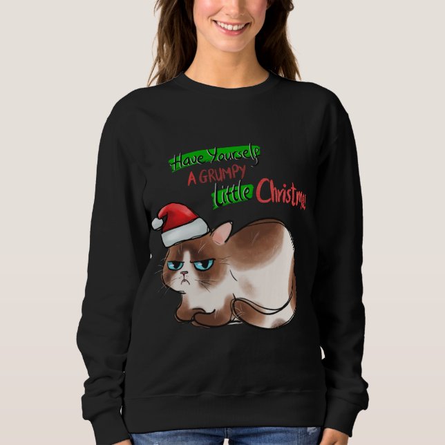 Sudadera Gato gracioso se tiene un Navidad gruñón (Anverso)