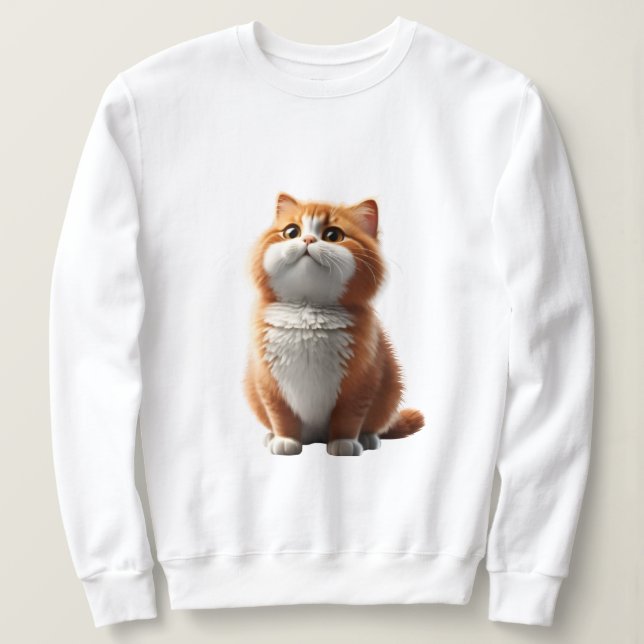 Sudadera Gato graso sentado en algún lugar fondo limpio (Anverso del diseño)