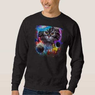 Sudadera Gato Gris Face Swirl En El Espacio De Galaxia Plan