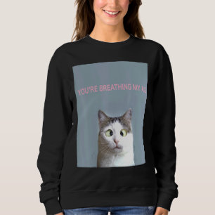 Sudadera Gato Gris Sarcástico Y Blanco Con Ojos Cruzados De
