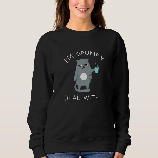 Sudadera Gato gruñón con el que soy un mal trato (Anverso)