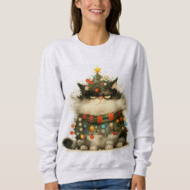 Sudadera Gato Gruñón En Navidades Enciende Gato Fundido