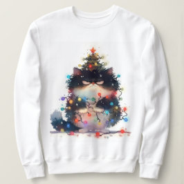 Sudadera Gato Gruñón En Navidades Enciende Gato Fundido