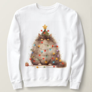 Sudadera Gato Gruñón En Navidades Enciende Gato Fundido