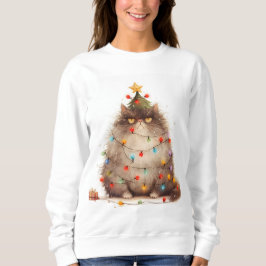 Sudadera Gato Gruñón En Navidades Enciende Gato Fundido