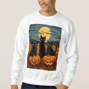 Sudadera Gato Halloween Amantes de los Gatos Noche Estrella