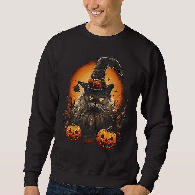 Sudadera Gato Halloween Calabaza de gatos disfraz Gorra gat (Anverso)