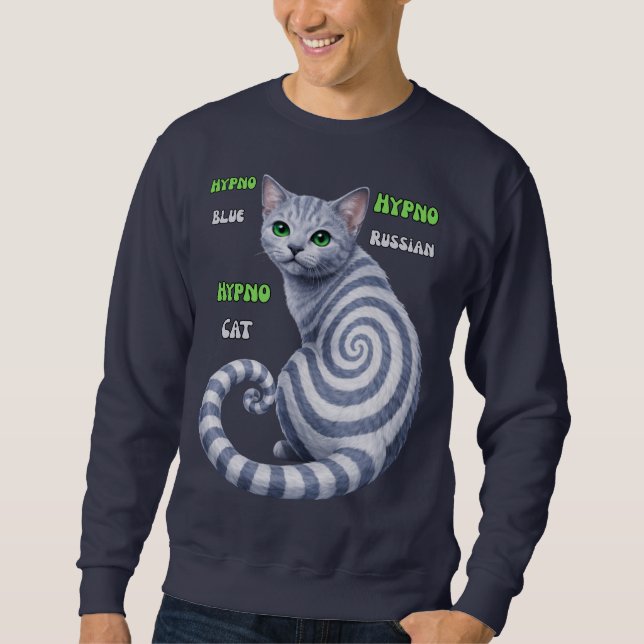 Sudadera Gato Hipno Azul Ruso (Anverso)
