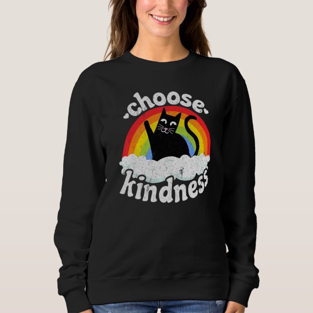 Sudadera Gato hippie anti-bullying Rainbow Peace Kind Choos (Anverso)