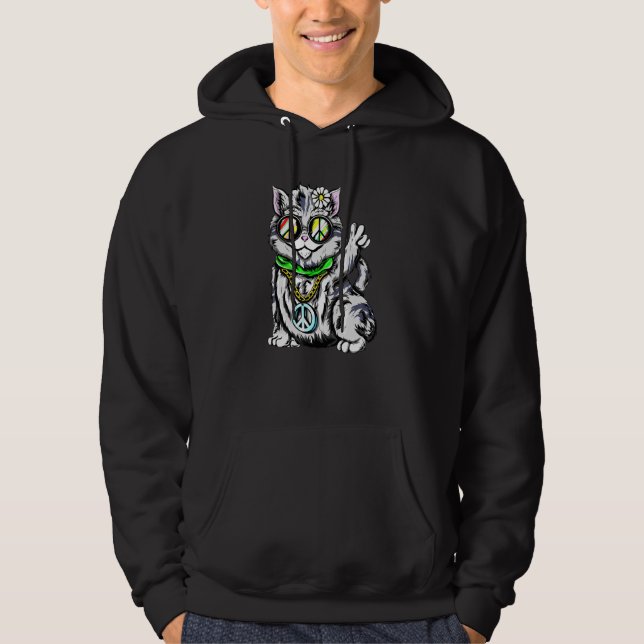 Sudadera Gato hippie retro (Anverso)