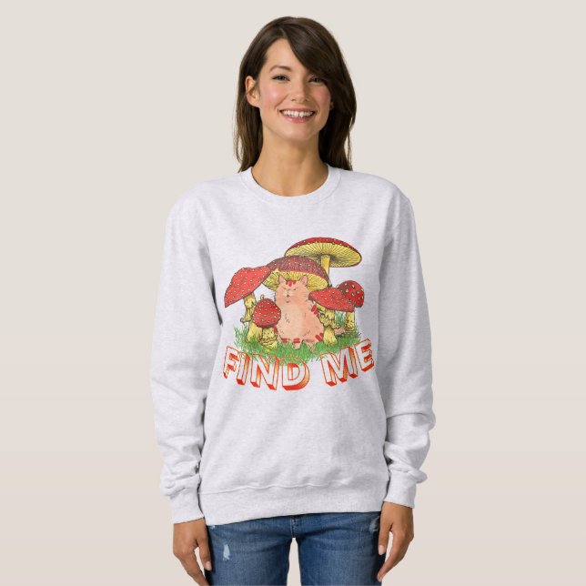Sudadera Gato Hongo Divertido (Anverso completo)