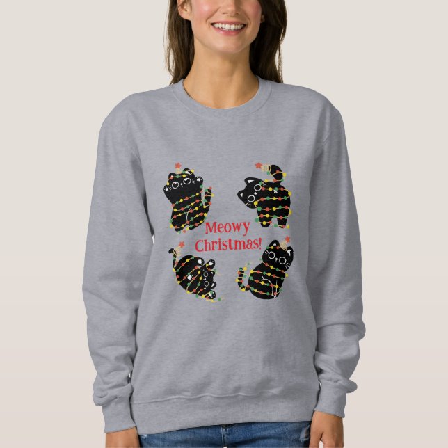 Sudadera Gato Hoodie de Navidades Meowy - Graciosos gatos d (Anverso)