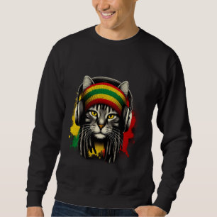 Sudadera Gato jamaiquino Bandera rasta Cat Reggae Music