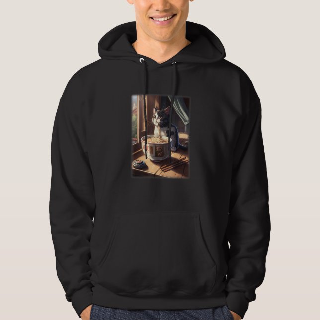 Sudadera Gato japonés comiendo tonkotsu ramen (Anverso)