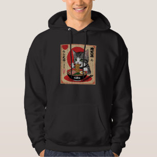 Sudadera gato japonés con ojos verdes comiendo diseño de ra