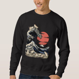 Sudadera Gato japonés de la camiseta Gato Kanagawa Wave Hok