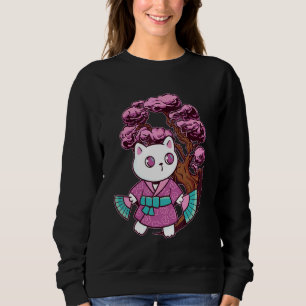 Sudadera Gato japonés Kitten Bonsai Tree Japan Cherry Bloss