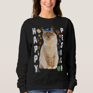Sudadera Gato judío Kippah Happy Pesach Matzah Passover Hol
