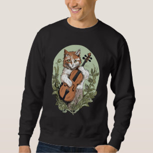 Sudadera Gato jugando al violín en estética de Cottagecore