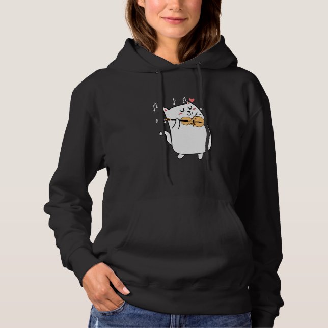 Sudadera Gato Jugando Idea De Violín Para Animales O Violin (Anverso)