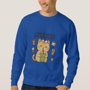 Sudadera Gato kawaii lindo con té verde matcha