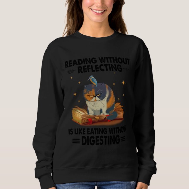 Sudadera Gato leyendo sin reflexionar gruñón libro (Anverso)